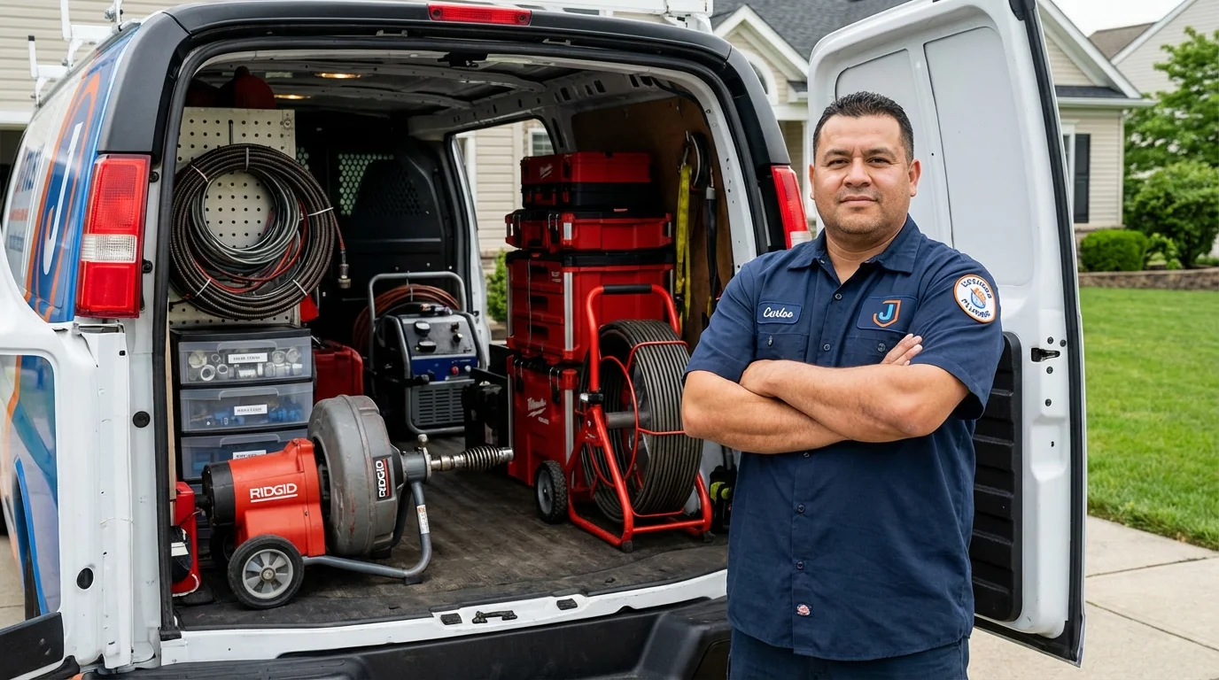 Professional drain cleaning equipment and Johns Plumbing LLC plumber in Washington