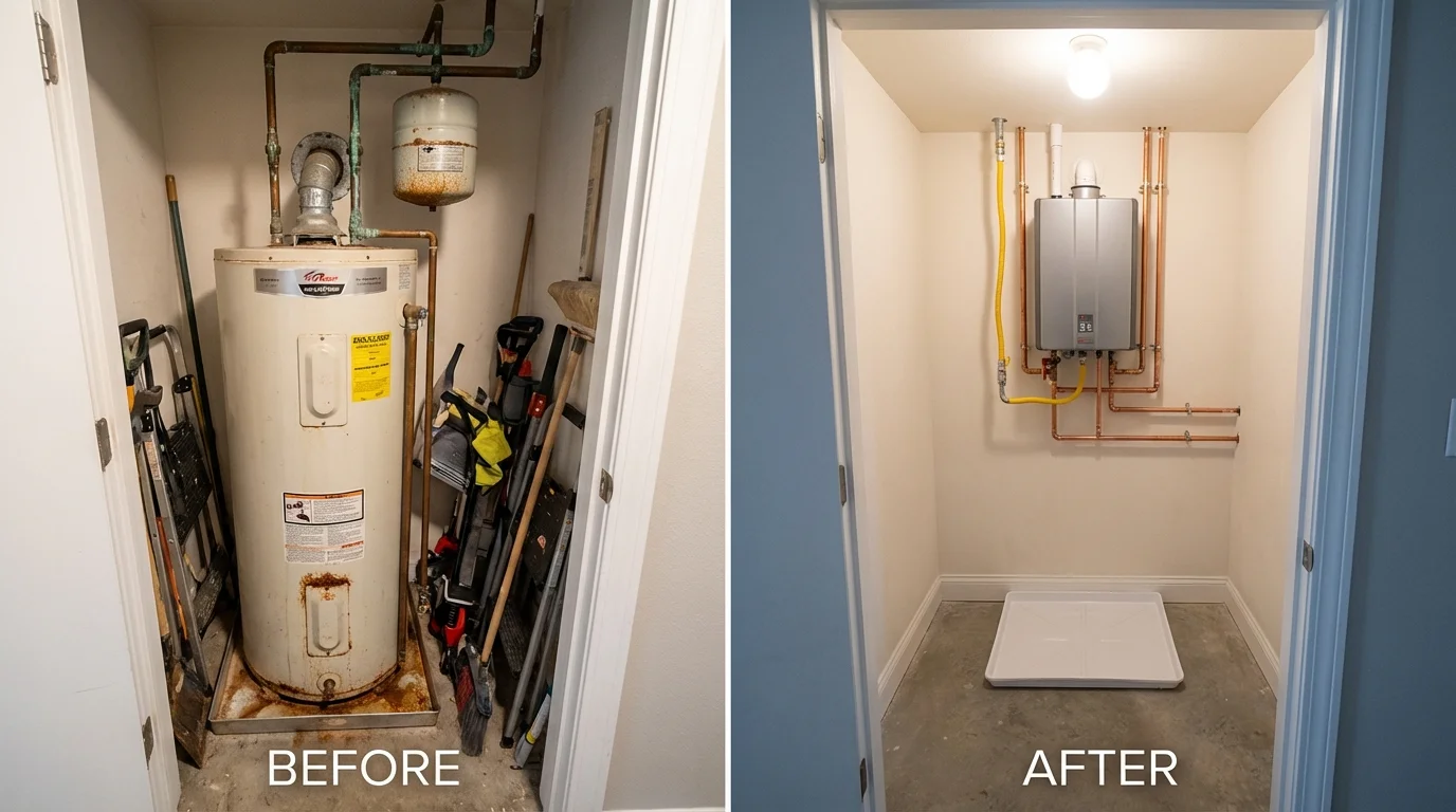 Tank water heater versus wall-mounted tankless unit comparison for Washington, VT homeowners